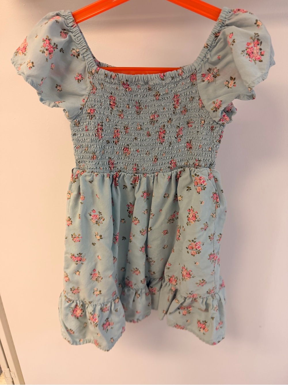 Place Light Blue Floral Smocked Skirt